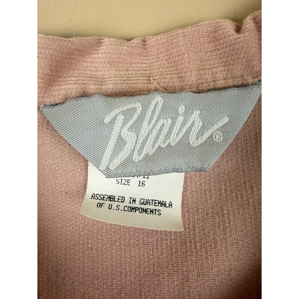 Blair 16 Corduroy Jacket Vintage Pink Cotton Blend Elastic Hem Pocket